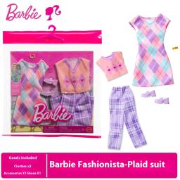 Autêntico barbie boneca moda conjunto de roupas guarda-roupa vestir-se meninas brinquedo acessórios crianças playtime bonecas realistas - Image 3