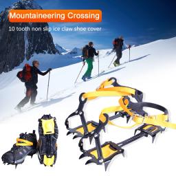 Kits de escalada de gelo em aço inoxidável 1 par de crampons empacotos neve antiderrapante sobre sapatos para caminhadas, pesca, 10 dentes - Image 4