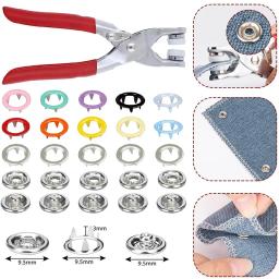 50/100 conjuntos de botões de pressão de metal com alicate de fixação ferramenta de imprensa colorido garra botão perfurador ilhó kit para diy artesanato roupas costura - Image 1