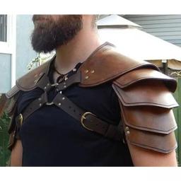 Medieval steampunk viking traje guerreiro cavaleiro couro do plutônio ajustável ombro armaduras para homens feminino larp cosplay acessório - Image 6