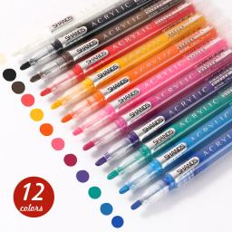 Conjunto Marcador de Tinta Acrílica, 12 Tintas Coloridas, Adequado para Pintura de Rocha, Vidro, Madeira, Papel Preto, Scrapbook Artesanato, Chri, 12Pcs - Image 1
