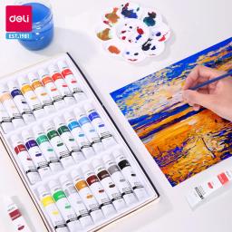 Conjunto de Tintas Acrílicas Deli-Não Tóxicas para Iniciantes e Artistas Profissionais, Suprimentos de Pintura, 12ml, 12 24 Cores - Image 1