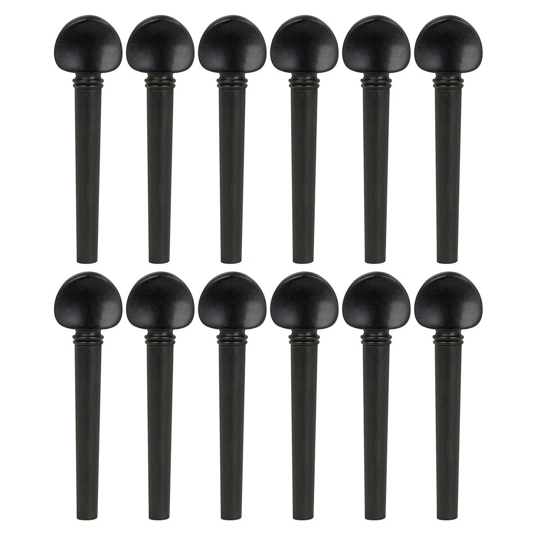 Conjunto de 12 peças de bobina olho de peixe e ébano com cordas ajustáveis, peças de instrumentos musicais - Image 1