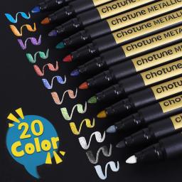 Ponto médio metálico marcador canetas, marcadores para pintura rupestre, papel preto, cartão, artesanato scrapbooking, conjunto de 20 - Image 2