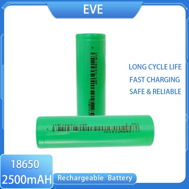 EVE 25P 18650 2500mAh 20A Bateria Lanterna Baterias Recarregáveis