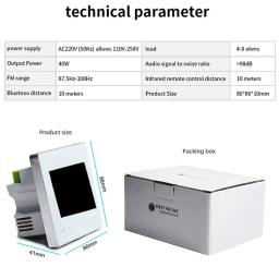 Home Theater e Amplificador de Parede, Amplificador de Som Compatível com Bluetooth, 2 ou 4 Canais Painel de Música para Hotel e Residencial, 2.8in HD Touch Key - Image 6