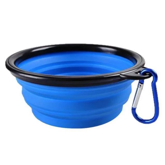 Alimentador Dobrável de Silicone 350ml para Cães e Gatos com Tigela de Viagem e Mosquetão