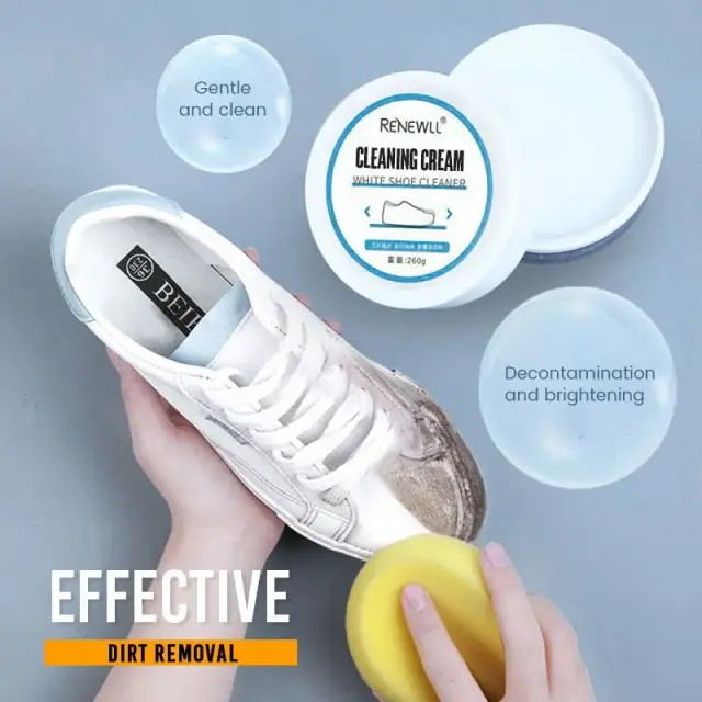 Creme Limpeza Reutilizável para Sapatos Brancos e Calçados Esportivos, Ideal para Lona e Esponja