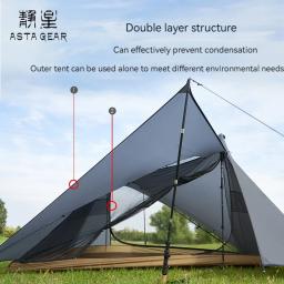 ASTA GEAR Yun Chuan dupla face revestido de silício Camping e caminhadas tenda ao ar livre, o dobro de uma pirâmide, 15D Nylon, Rodless - Image 4