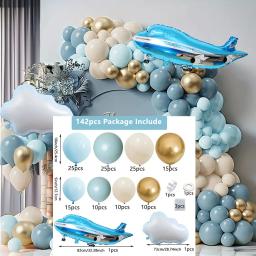 Conjunto de balões e guirlanda para decoração de festa, avião, nuvem, aniversário, casamento, graduação, 142 peças - Image 2