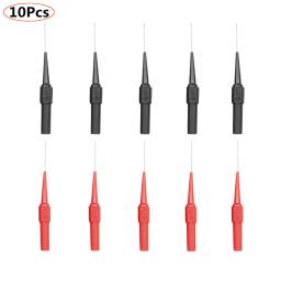 10 pçs 1mm sonda de teste agulha multímetro punctura inoxidável volta sonda pino multímetro osciloscópio caneta teste com 4mm soquete banana - Image 1