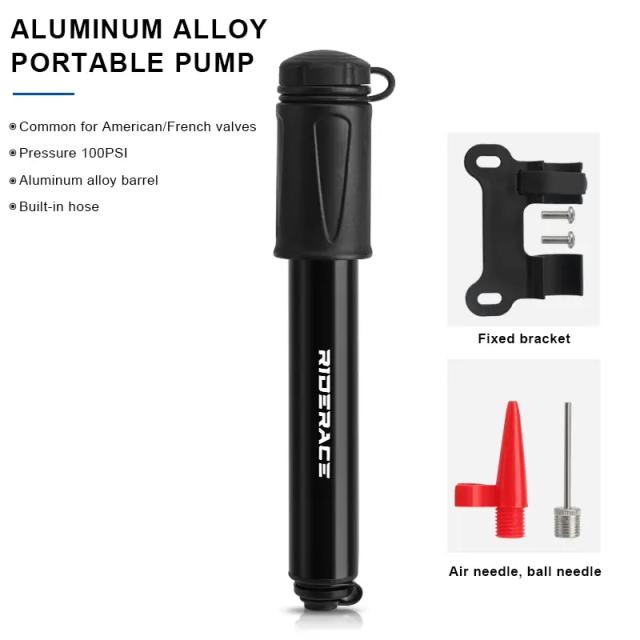 Bomba de Ar Portátil RIDERACE para Ciclismo, Ideal para Pneus de Bicicletas MTB e Estrada - Compatível com Válvulas Schrader e Presta