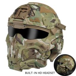 Capacete de Airsoft tático com fone de ouvido embutido, capacete de assalto anti-nevoeiro, máscara removível, equipamento de paintball, proteger o capacete - Image 2