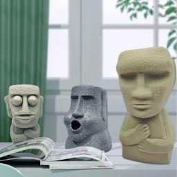 Moai pedra homem vela molde de silicone forma gesso escultura arte aromaterapia gesso casa decoração molde presente casamento artesanal - Image 2
