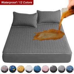 Capa de colchão grossa à prova d'água, tapete de látex acolchoado, capa de cama, protetor de lençol amigável à pele, colcha 150/160/180x200 - Image 1