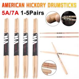Baquetas de ponta de madeira para bateria acústica ou eletrônica, peso durável e Pitch, americano, 5A, 7A, 2pcs - Image 1
