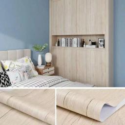 Papéis de parede autoadesivos impermeáveis para armário, móveis domésticos, adesivos de parede, grãos de madeira largos, filmes de decoração, PVC, renovação, 60 cm, 80cm - Image 6