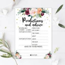 10pcs Floral Baby Shower Previsão e Conselhos Cartões Baby Shower Atividades do jogo - Image 3