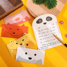 Conjunto de 10 cartões de negócios e aniversário de animais de desenho animado, cartões de mensagem DIY para crianças, convites e saudações para festa de aniversário - Image 3