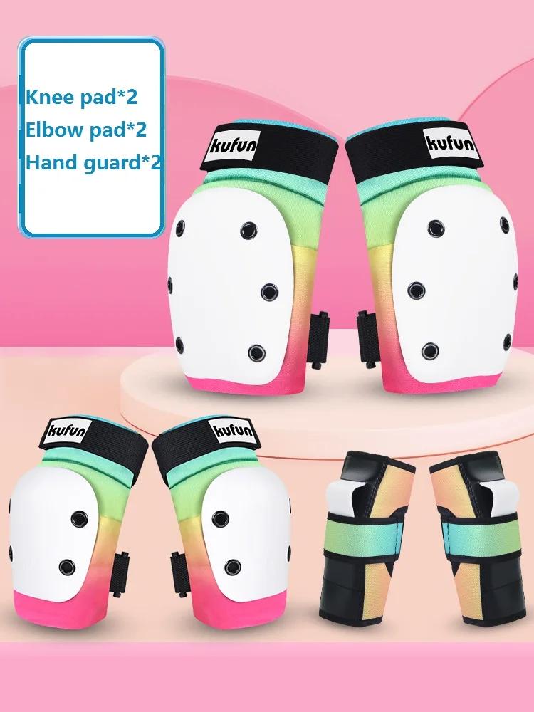 Kufun-Conjunto de Equipamento de Proteção Esportiva para Homens e Mulheres, Joelheira, Cotovelo, Skate, Patinação Rosa, Patins Inline, Duro - Image 1