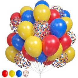 Conjunto de balões confete de circo carnaval para crianças, decoração de aniversário, decoração do chuveiro do bebê, brinquedo de menino e menina, vermelho azul e amarelo - Image 2
