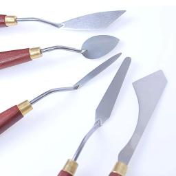 Pintura misturando o raspador de aço inoxidável arte espátula special-shaped slicer para óleo de aquarela acrílico 5 pces estilo a - Image 1