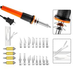 22 PÇS/SET Kit de ferramentas de corte de facas quentes elétricas com cortador de calor Cortador de estêncil para estêncil de pano de plástico fino macio Plugue EUA/UE - Image 5