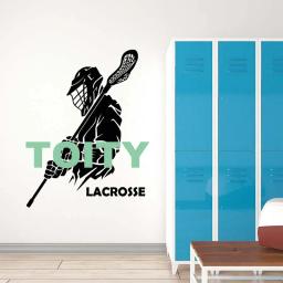 Jogador de lacrosse equipe esporte vinil decalque da parede sala menino arte decoração adesivo quarto porta mural - Image 5