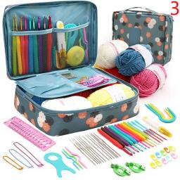 Kit de Agulhas de Tricô Ergonômico para Iniciantes Conjunto de Ferramentas de Costura Kit Crochê Lã Saco de Armazenamento Presente para Mulheres 1 Conjunto - Image 3