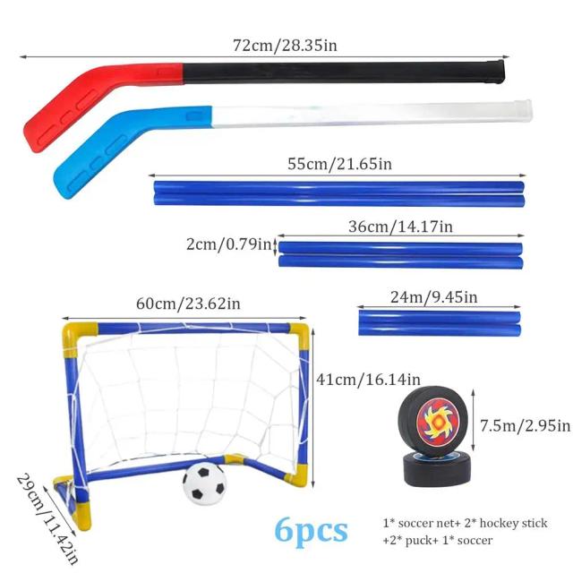 Conjunto de Mini Hockey Hover Soccer para Crianças - Bola de Quintal ao Ar Livre, Anticolisão, Alta Elasticidade e 2 em 1, Ideal para Presentes
