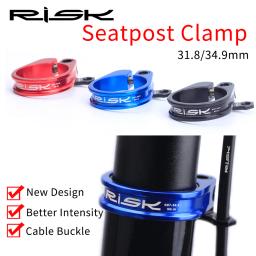 Risco 31.8mm 34.9mm braçadeira de selim da bicicleta alumínio mtb mountain road espigão braçadeira parafuso titânio com organizador cabo - Image 1