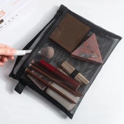 Grande Capacidade Mesh Cosmetic Bag, Lápis Casual Casos, Zipper Bag, Maquiagem Bag, Bolsa de lavagem transparente, Senhoras Casos - Image 4