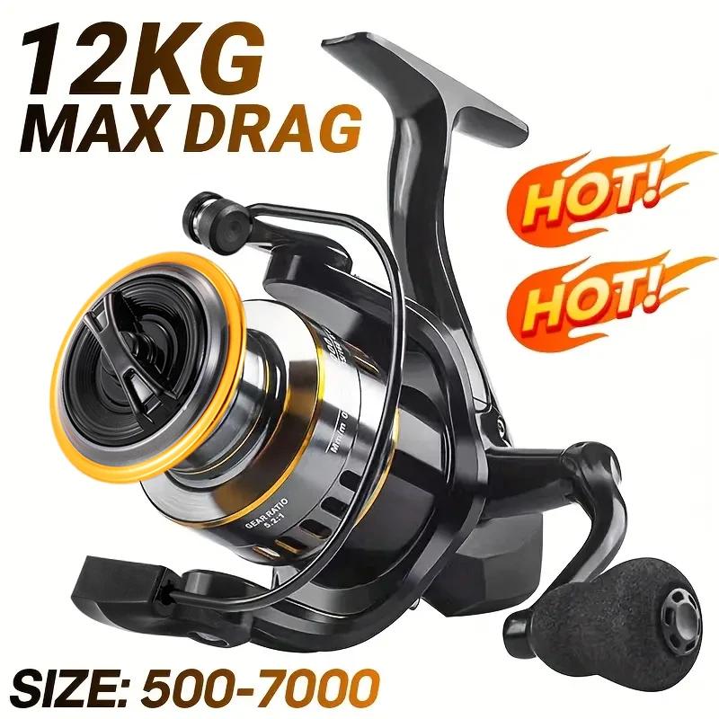 Rooblinos HE Carretilhas de metal ultraleve 5.2:1 Relação de engrenagem 1000-7000 Carretilhas de pesca de arrasto máximo grande de água salgada ou doce - Image 1