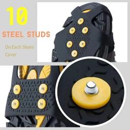 10 pregos neve gelo garra anti-skid neve gelo thermo plástico elastômero sapatos de escalada picos apertos grampos sobre sapatos cobre crampons - Image 5
