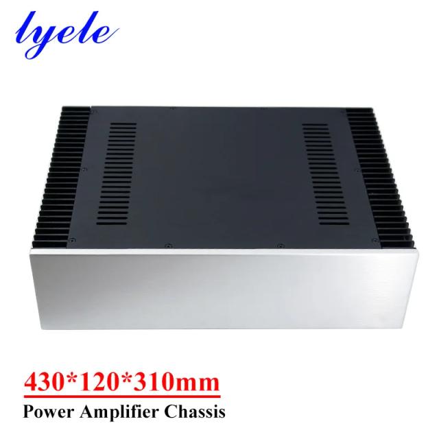 Chassi de Amplificador de Potência Totalmente em Alumínio para DIY com Dissipadores de Calor, 430x120x310mm