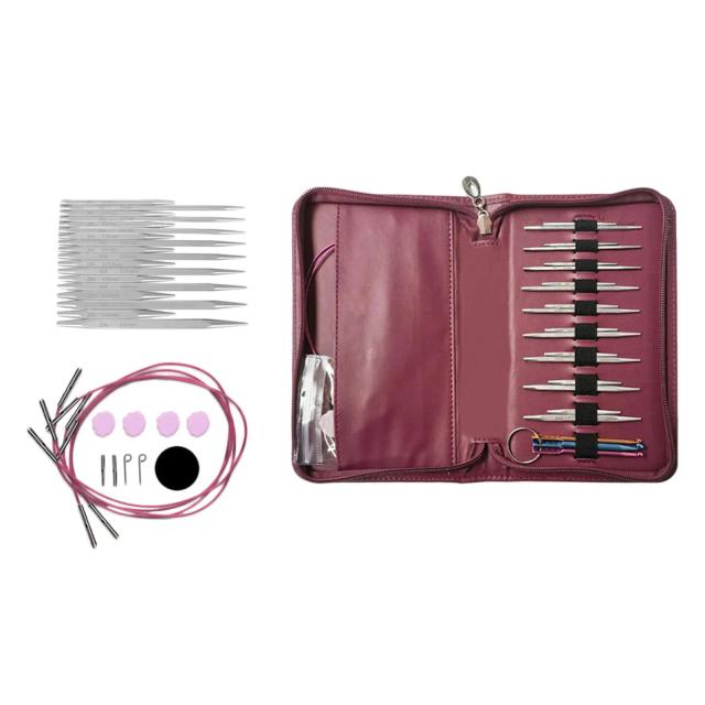 Conjunto de Agulhas de Tricô Circular Intercambiáveis com Cabo de Extensão para Mangas, Camisola, Malha e Chapéus - Ideal para Iniciantes