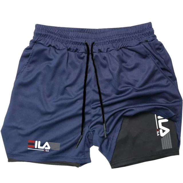 Calções Esportivos Dois-em-Um Masculino, Respirável, Casual, Secagem Rápida, Dupla Camada, Corrida, Bottoms de Roupa Esportiva, Verão, M-3XL