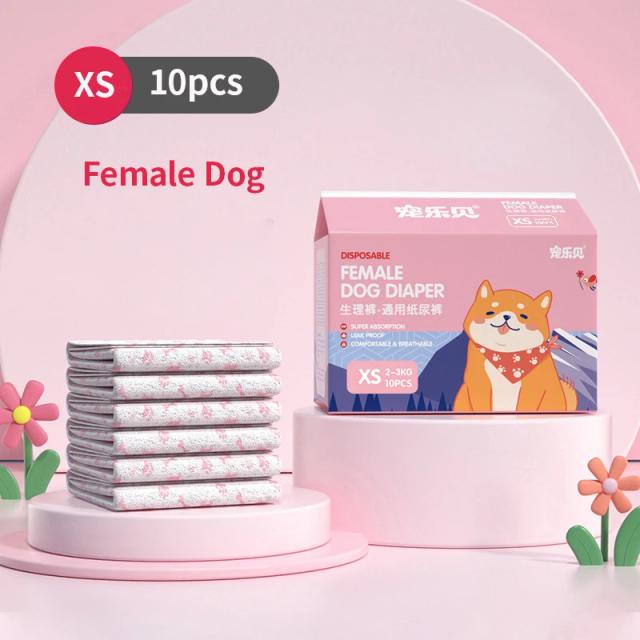 Fraldas descartáveis ajustáveis para fêmeas, à prova de vazamento, calças de segurança respirável - Embalagem com 10 unidades para cães