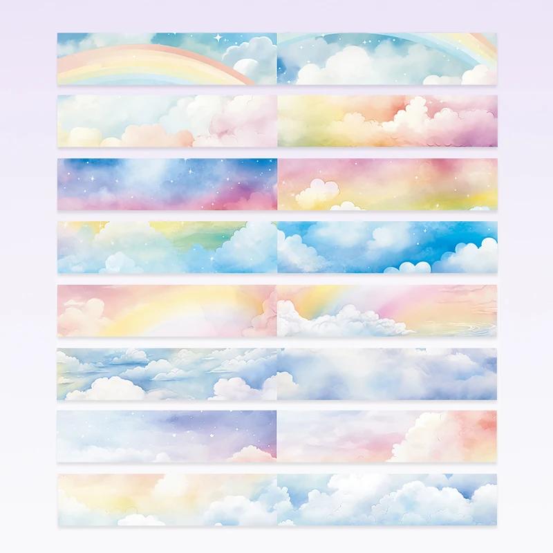 Fita criativa Washi Aquascape, Tema Céu e Mar, DIY, Scrapbook, Moldura, Calendário, Decoração de Cartão, 6 Estilos, 1 Saco de Rolo - Image 1