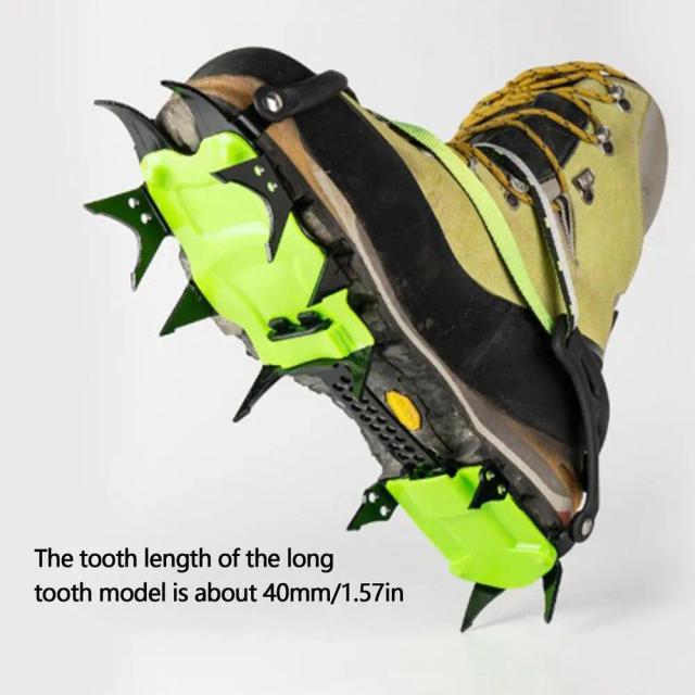 Crampons Antiderrapantes 1 Par 14 Dentes para Escalada e Caminhadas no Inverno, Ideais para Pesca no Gelo e Sapatos de Neve com Ponta de Aço Manganês