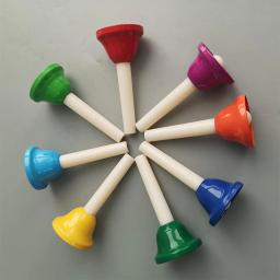 Sinos de percussão manual para sala de aula, Sinos de percussão coloridos para adultos e crianças, instrumento musical desanimador, festa e crianças, 8 peças - Image 4