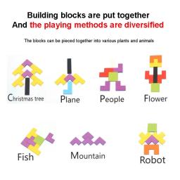 Blocos de madeira quebra-cabeça cérebro teasers brinquedo tangram jigsaw inteligência colorido 3d blocos russos montessori educacional - Image 4