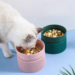Tigela Cerâmica Elevada para Animais Alimentador de Cachorros, Suporte Elevado Elevado Tigela Dupla, Água de Alimentação, Cães e Gatos, Gatinho e Cães, Rosa - Image 1