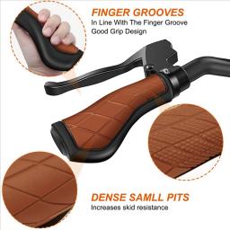 Punhos ergonômicos de bicicleta antiderrapante, Punhos de borracha do guiador, E-Bike Brown, 22,2mm - Image 2