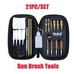 21 pçs kit de limpeza de arma tática universal para pistola rifle escova ferramenta para.22/.38/9mm/.40/.45 calibre caça acessórios - Image 1