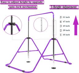 Barras horizontais ajustáveis da ginástica da altura da barra de treinamento Kip das crianças da ginástica - Image 4