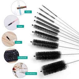Conjunto de escovas de limpeza de nylon, 10/13 peças, garrafa de tubo, limpador de palha, kit de cerdas, óculos, teclado, ferramenta de limpeza de carro doméstico - Image 2
