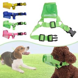 Anti-latindo ajustável malha focinho do cão, respirável pet boca tampa, focinhos colarinho, pequenos e grandes cães, acessórios para cães, P2A0 - Image 2
