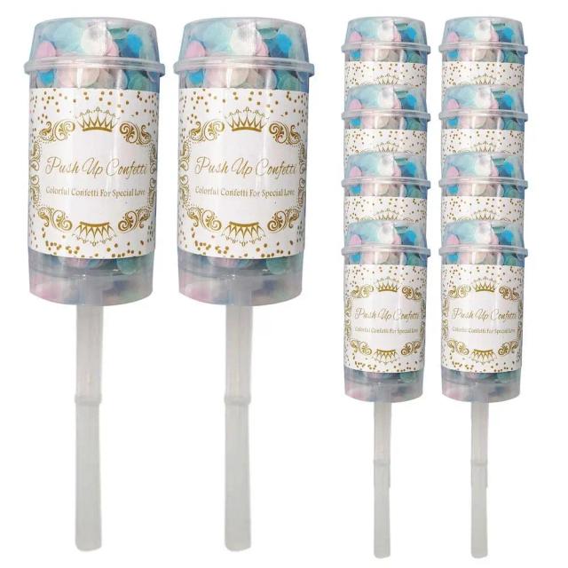 Conjunto de 10 Confetes Canhão Coloridos para Aniversários e Festas de Natal