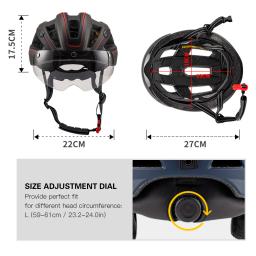 LIXADA-Mountain Bike capacete com destacáveis óculos magnéticos, ciclismo capacetes, luz traseira, equipamento de ciclismo ao ar livre - Image 5